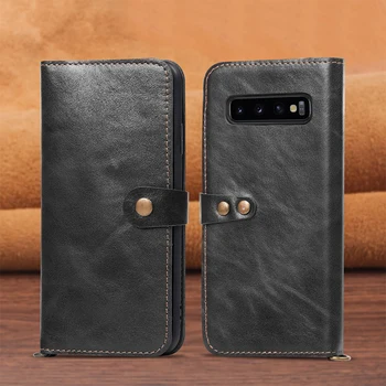 Business Book Flip Case Pro Samsung Galaxy S10/ S10 Plus/ S10E Tenké Měkké Pravé Kůže Peněženka Pouzdro Pro Samsung S10 Plus