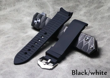 Bílá Černá Měkká Venkovní zakřivené Silikonové Pryže Watchband 18mm 20mm 22mm Pro Seiko Oris Omega Roli vodotěsné Hodinky Popruh popruh