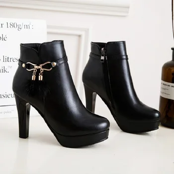 Cresfimix ženy ležérní pu kožené bílé boty lady leisure street stylové černé boty botas femininas 10cm vysoký podpatek boty a2298