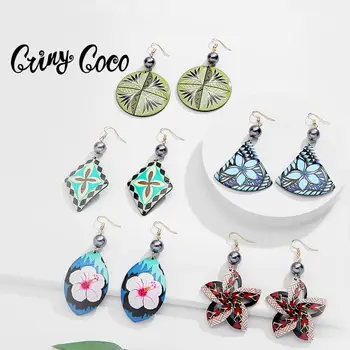 Cring Coco Květina Módní Náušnice Havajské Akryl Drop Náušnice Šperky Originální Design Pryskyřice Drop Visící Náušnice pro Ženy