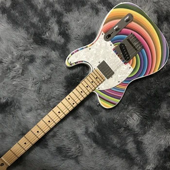 Custom shop elektrická kytara, doprava vody rainbow Ring, pro rok 2020 nové, horké prodej, žluté, červené, bílé, modré, fialové, mohou být vyrobeny