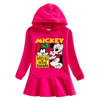 Disney Oblečení Pro Dívky Minnie Mouse Dlouhý Rukáv Mikiny Šaty Oblečení Bavlny Ležérní Dívky Děti Mikiny Šaty