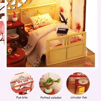 Diy Miniaturní Domeček Pro Panenky, Soupravy, Dřevěný Dům, Nový Rok, Vánoční Dárky, Hračky Pro Děti Roombox Vintage Doll House Nábytek Set