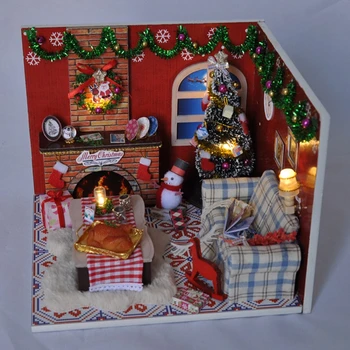 Diy Montáž Dřevěné Miniaturní Domeček Pro Panenky, Vánoční, Nábytek, Hračky Miniatura Puzzle Model, Ručně Vyráběné Domeček Pro Panenky, Dárek K Narozeninám Pro Děti