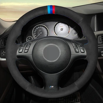 DIY Ručně šité Černé Semišové Volant Kryt Pro BMW M Sport E46 330i 330Ci E39 540i 525i 530i M3 E46 M5 E39