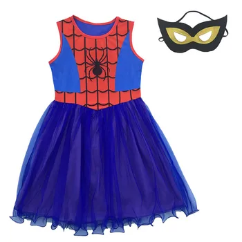 Děti Maškarní Šaty Dívka S Maskou Spider Man Cosplay Kostýmy Děti Halloween Party Šaty Super Hrdina Plesové Šaty