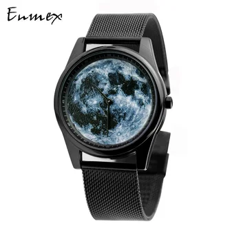 Enmex Individualizace speciální design náramkové hodinky 3D měsíční krajinu kreativní design neutrální cool módní hodiny muži quartz hodinky