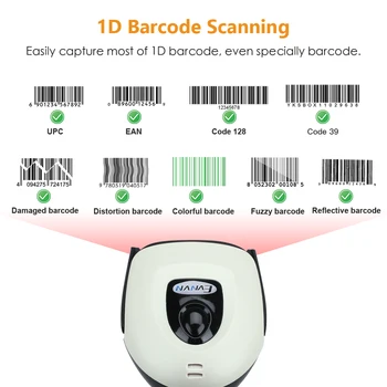 Evnvn Wireless CCD Barcode Scanner 2.4 G Wireless USB Pevné 2-v-1 Ruční 1D Čtečka Čárového Kódu CCD Přenosný Skenování Obrazu