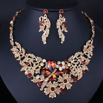 FARLENA Šperky 'Motýl na květiny Náhrdelník Náušnice pro Ženy Luxusní Plné Kamínky Crystal Svatební Šperky sady