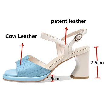 FEDONAS Nejnovější Originální Kožené Platforma Ženy Sandály 2020 Letní Vintage Vysoké Podpatky Čerpadla Svatební Office Lady Boty Ženy