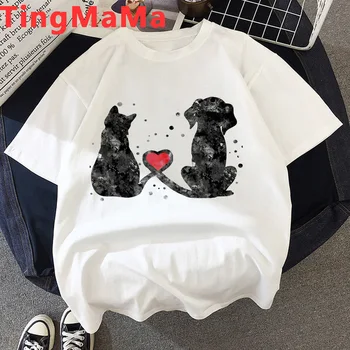 Funny Cat T Shirt Ženy Kawaii Letní Topy Japonském Stylu T-shirt Roztomilý Kočka Grafické Tees Plus Velikosti Harajuku Ulzzang Tričko Žena