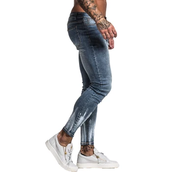 GINGTTO Pánské Džíny Slim Fit Super Skinny Džíny Pro Muže Street Wear Hip Hop Kotník Délka úzký Střih Těsně Na Tělo Velké Velikosti St