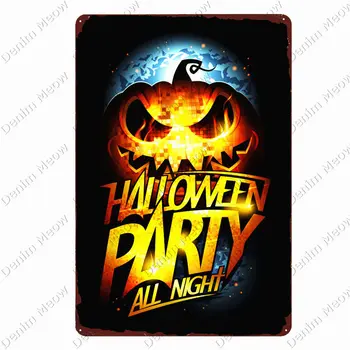 Halloween Party Plakát Šťastný Halloween Vintage Kovové Známky Bar, Hospoda, Kavárna, Domácí Výzdoba Trik Nebo Léčbě Metal Malování Cínem Deska N369