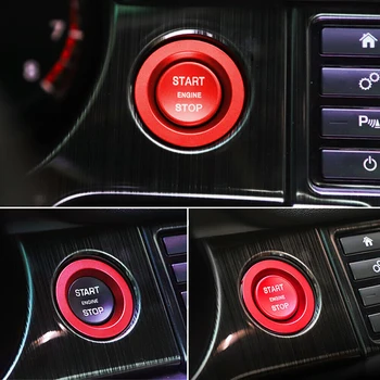 Hliníkové Auto Bezklíčové Motor Push Tlačítko Start Dekorace Kryt Střihu s Kroužkem Pro Land Rover & Jaguar Zapalování Červená Modrá Stříbrná