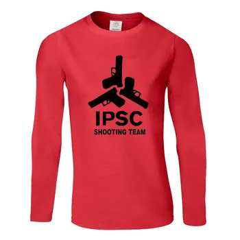 IPSC Tiro equipo Cool Nové Casual Men T Shirt podzimní T-Shirt Mužské Kvalitní Bavlny O-Neck dlouhý Rukáv T Košile Muž Top Tees
