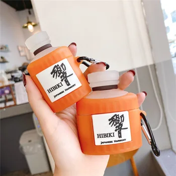 Japonsko Soju Whisky HIBIKI YAMAZAKI 3D Roztomilý láhev Bezdrátová Bluetooth Sluchátka Pouzdro pro Airpods pro 2 1 Silikonový Kryt sluchátka