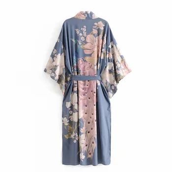Japonské Kimono Módní Halenka Ženy 2020 Květinové Tištěné Yukata Kimono Svetr Dlouhý Rukáv Svetr Tradiční Kimono Šaty