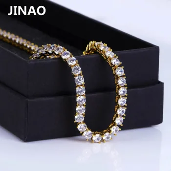 JINAO Gold/Rosegold/Stříbrná-Barva Ledový Řetěz Hip Hop Mědi Micro Vydláždit CZ Stone2.5-10mm Tenis Řetěz Náhrdelník