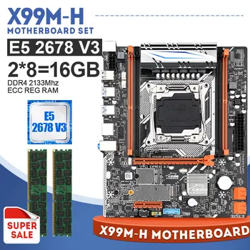 JINGSHA X99 LGA 2011-3 Desky Combo Xeon E5 2678 V3 a 2*8GB 2133MHZ ECC REG Paměti Podpora NVME M. 2 USB3.0 SATA 3.0