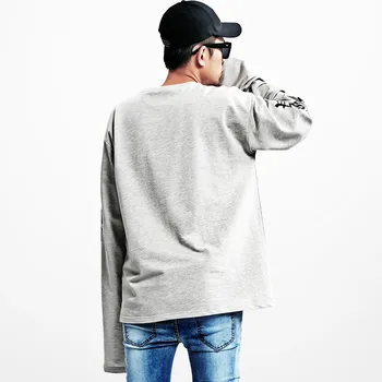 Justin Bieber Korea Styl Retro Hip Hop High Street Dlouhý Rukáv Tmavě Tričko Volné Rameno Gothic Dopis Print T-shirt Trasher