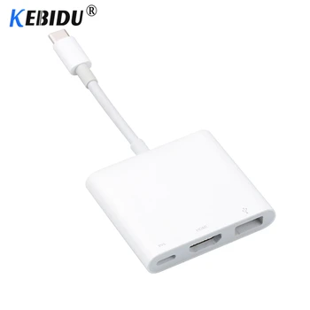 Kebidu 4K 3 v 1 Typ C USB 3.1 USB-C 1080p HDMI-kompatibilní s USB3.0 Hub Adaptér Pro Apple Macbook