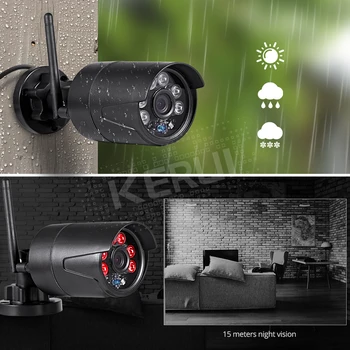KERUI IP Kamera Wifi Venkovní Vodotěsné Domácí Bezpečnostní Kamery Bezdrátové HD 1080p Podpora ONVIF Noční Vidění, kamerový Systém