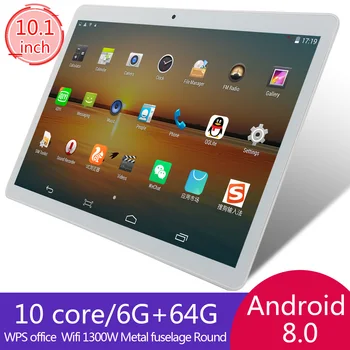 KIVBWY 10 palcový Tablet Pc Quad Core 4G Telefon Google Market, GPS, WiFi, FM, Bluetooth 10.1 Tablety 6G+64G Android tab 8.0