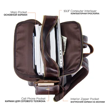 KONTAKT JE hovězí kůže muži batoh na 13 palcový notebook z pravé kůže neformální bagpack mužské baťůžky velké cestovní tašky
