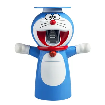 Kreativní Karikatura Doraemon Automatický Dávkovač zubní Pasta Squeezer Držák na Zeď Stojan Prach-důkaz Cup #