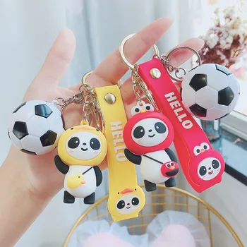 Kreslený Fotbal Klíčenka, Roztomilý Panda Zvířat Přívěšek na klíče pro Ženy, Pár, Auta, Taška Přívěsek Panenka Kroužek na Klíče Dárek
