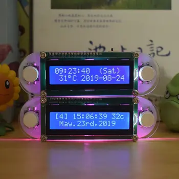LCD1602 Vibrace, Hodiny DIY Kit Svíčkách Efekt DIY Elektronické Digitální Hodiny s Jasně Růžové LED pro DIY Nadšence