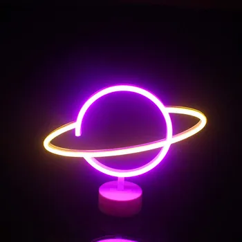 Led Neon Světlo Barevné Kreativní Planeta Noční Lampa Baterie Neon Podepsat Pokoj Domácí Party Svatební Dekorace Vánoční Dárek