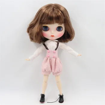LEDOVÉ DBS Blyth panenka 1/6 bjd hračka bílá kůže společné tělo, krátké hnědé vlasy, matný tvář s obočím vlastní panenku 30cm hračka
