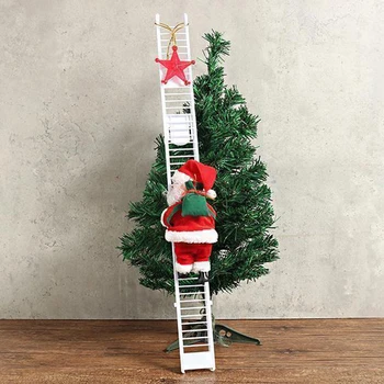 Legrační Santa Claus Dekorace Elektrické Vylézt na Žebřík S Hudbou Píseň Vánoce Vánoční Strom Ornament Visí na Nový Rok Děti Dárky