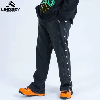 LINDSEY SEADER 2020 Hip Hop Jogger Kalhoty Streetwear Pevné Boční Tlačítka Harajuku Pánské Tepláky Baggy Track Kalhoty Běžce Kalhoty