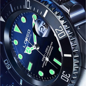 LOREO Potápění 200m Pánské Hodinky Top Značky Luxusní Módní Automatické Mechanické Hodinky Muži Racek Hnutí Náramkové hodinky Mužské Hodiny