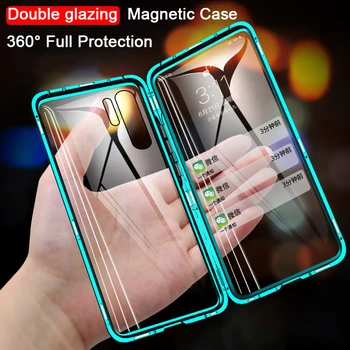 Magnetické Kovové Dvojité Boční Skla Telefon Pouzdro Pro Huawei Honor Mate 30 20 10 Lite P30 P40 Pro 8X 9X Y9 Prvočíslo P Smart Z Roku 2019 Kryt