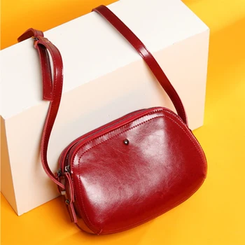 MAHEU Originální kožené tašky přes rameno pro ženy 2019 dvojitý zip mini taška na telefon peněženky sling tašky žena strany tašky