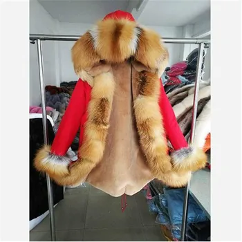 MaoMaoKong 2020 nové ženy pravé Kožešiny Kabát umělé kožešiny vložkou Real fox Fur parka zimní bunda oděv
