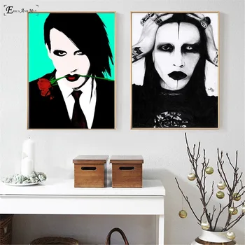 Marilyn Manson, Černé A Bílé Plátno, Malování Plakátů A Tisků Pro Obývací Pokoj Bez Zarámované Umění Zdi Obraz Domova