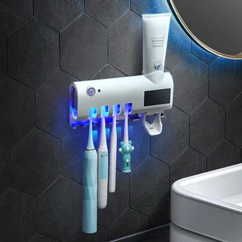 Meyjig UV zubní Kartáček Držák Koupelnové Doplňky Solární Energie Automatické zubní Pasta Dávkovač USB Nabíjení Multi-funkce