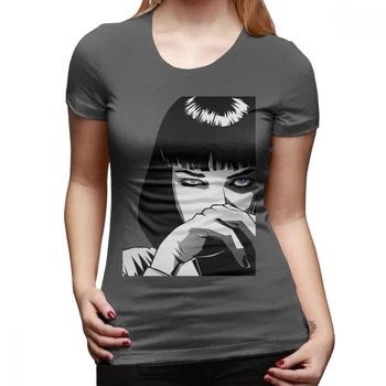 Mia Wallace T-Shirt Pulp Fiction, Mia Tričko Street Stylu O Krk Dámské tričko Černé Plus Velikosti Tištěné Jednoduché Dámské Tričko s krátkým rukávem