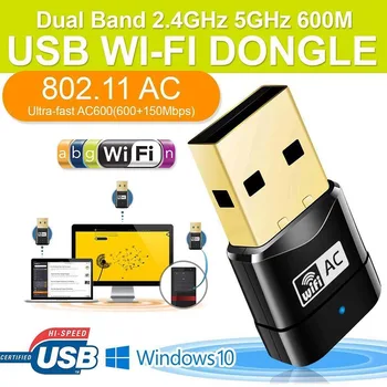 Mini USB dual-band bezdrátové síťové karty 600Mbps USB wifi Adaptér usb Lan Ethernet Receptor 2.4 G + 5 Ghz Wi-fi 802.11 ac