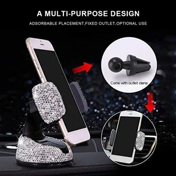 Mobilní Telefon Držák, S Diamanty Multifunkční Čelního Skla Větrací Panel Chrání Mobilní Univerzální Auto Telefon Crystal Držák