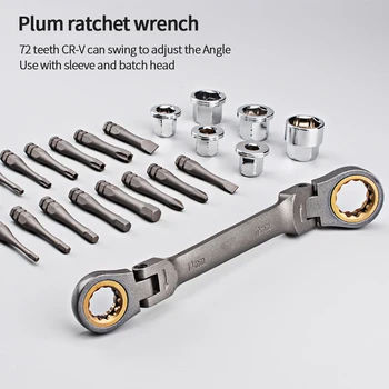 Multifunkční Ratcheting Socket Wrench Set Box Na Konci Klíč Metrický S Adaptérem Zásuvky Šroubovák Utahovák Sada Zahradního Nářadí