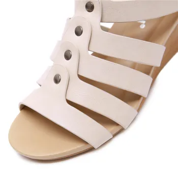 MVVJKE 2019 Nové sandály ženy zip, vysoké podpatky boty ležérní klíny boty pohodlné letní ženské boty gladiator sandály