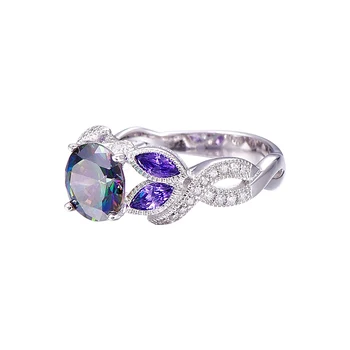 Mystické Rainbow Topaz 925 Mincovní Stříbro Prsteny Sapphire Zásnubní Prsteny S Jasnou CZ Pro Ženy, Ženské Originální Jemné Šperky