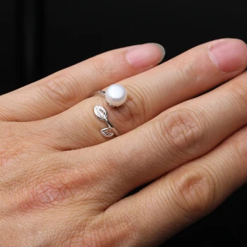 Módní přírodní sladkovodní černá perla prsten Větve tvar nastavitelný prsten pro ženy svatební dar