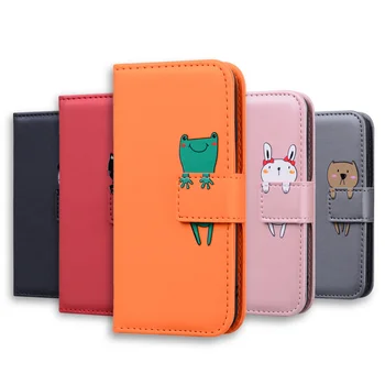 Módní Roztomilý Kreslený Zvířat Card Slot Flip Wallet Kožené Pouzdro Kryt Pro Iphone XS 12 Mini 11 Pro Max X XR 5S 6 6S 7 8 Plus SE