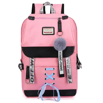 Módní Ženy Batohy, Školní Tašky Pro Dívky, Teenageři, Studenti Backbag Ležérní Cestovní USB Nabíjení Vodotěsný Růžové Batohy
